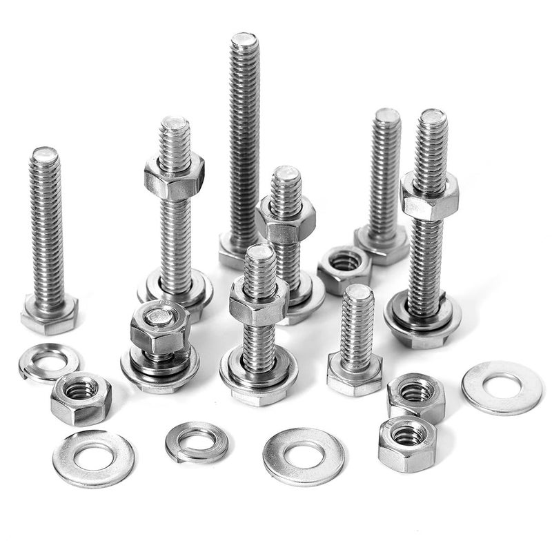 Sprite Science 280PCs 1/4-20 Hex Bolts Screws Hex Nuts Flat Washers Lock Washer Kit, Stainless Steel 304, Fully Threaded Hex Bolt 1/4-20 x 1/2" 3/4" 1" 1-1/4" 1-1/2" 1-3/4" 2" Length - Image 2